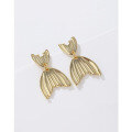 wholesale 925 Sterling Silver Mermaid Tail Personalized Earrings for Women, Small and Exquisite Design, High-End and Elegant Stud Earrings, Simple and Stylish Fashion Accessories-0-1