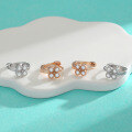 wholesale S925 Sterling Silver Cross-border Moissanite Four-Leaf Clover Ear Clasps in White Gold and Champagne Gold, Fashionable and Versatile Light Luxury Earrings-0-2