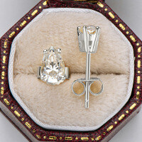 Sterling Silver Square Moissanite Stud Earrings for Women-Style I [Clearance Sale with Free Shipping] White Gold  925 Silver