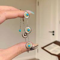 wholesale 925 Sterling Silver Vintage Turquoise Daisy Bracelet, Luxe Fashion Old Money Style Floral Bracelet for Women-Platinum Gold>925 Silver