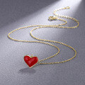 wholesale 925 Sterling Silver Small Red Heart Necklace for Women, Minimalist and Luxurious with a Unique Design, Red Heart Collarbone Chain for Summer-0-2