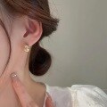 wholesale Metal Material: 999 Silver European and American style silver bean stud earrings, high-end feeling ear accessories, popular on social media, simple and trendy new design, versatile for women-0-2