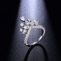 wholesale S925 silver plated with 18k gold cross-border new luxury crown row ring with teardrop moissanite for women's stackable rings-0-2