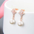 wholesale Sterling Silver Creative Vintage Rose Gold Plated Pearl Earring Studs for Women,-0-0
