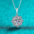 S925 Silver Moissanite Necklace with Floral Pendant, Simple and Versatile Daily Gift-0-4