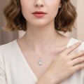 Sterling Silver Castle Pendant Necklace, Trendy Minimalist Layering Chain, Moissanite Accent-0-1