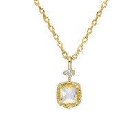 wholesale Wholesale jewelry manufacturers: 9K gold French retro minimalist geometric moonstone/garnet necklace-Garnet Necklace>9K