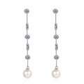 wholesale S925 Sterling Silver Moissanite Earrings for Women, Freshwater Pearl Ear Accessories, Long Drop Style, Versatile and Elegant Dangle Earrings, Ready to Ship Wholesale-0-4