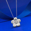 wholesale S925 Silver Gold-Plated Small Floral Pendant Necklace with Pulled Finish, Featuring a Golden Flower Design in New Chinese Style-0-1