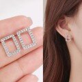 wholesale 18K Gold Plated S925 Sterling Silver Cross-Border New Moissanite Stud Earrings, Simple and Versatile Rectangle Earrings-0-0