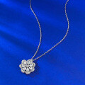 wholesale S925 silver lace trim necklace for women, hollow-outsimulated diamond pendant flower floral necklace-0-1