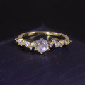 wholesale S925 Sterling Silver Small Fresh Ins Style Natural Cream Blue Moonstone Ring with White Gemstone Wholesale-0-0