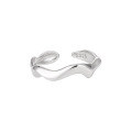 wholesale S925 sterling silver minimalist irregular wave design glossy plain open ring for women-0-4