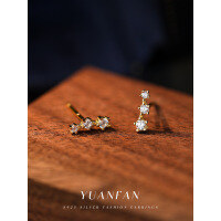 wholesale S925 Sterling Silver Simple and Elegant Basic Stud Earrings with Zircon-E3663-White Gold 925 Silver