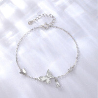 wholesale 925 Sterling Silver Butterfly Mother-of-Pearl Bracelet, Small and Niche Design, Summer Fresh and Elegant Zircon Hand Accessory, New Product for Distribution-Butterfly Bracelet 925 Silver