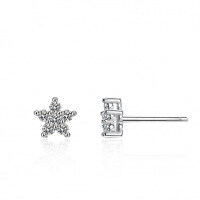 S925 Sterling Silver Five-Star Five-Leaf Clover Earrings with Moissanite-Set with moissanite  925 silver