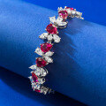 wholesale S925 silver jewelry live new style luxury pave full diamond pigeon blood red bracelet with high-end festive exquisite elegance-0-3