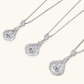 S925 Silver D Color Moissanite Classic Halo Pendant Necklace-0-25