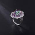 wholesale S925 Sterling Silver Luxury High-End Colored Gemstone Ring, European and American Fashion Personalized Plated Gemstone Ring-0-3