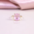 wholesale S925 Sterling Silver with Natural Pink Crystal Topaz Square Cross-Border Ring, Extra Large 5 Carat-0-1
