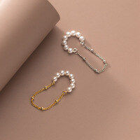 wholesale S925 Silver Korean Style Minimalist Freshwater Cultured Pearl Bead Chain Ear Accessories M00082-S925 silver pair silver model 925 silver