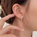 wholesale S925 silver double hook design earrings for women, Korean Dongdaemun creative minimalist style earrings-0-0