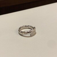 wholesale 925 Sterling Silver Light Luxury High-End Vintage Retro Snake-Shaped Spring Set with Diamond Snake Ring Niche Ring-White gold Adjustable opening