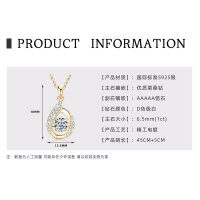 925 Sterling Silver D Color Moissanite Geometric Drop Pendant Necklace-Teardrop necklace with luxurious setting [K gold]  925 silver