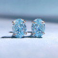wholesale 925 Sterling Silver New 6*8mm Aquamarine Zircon Stud Earrings, Cross-border Ins Best Seller-0-1
