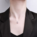 Metal Geometric Gemstone Jewelry Set, Elegant Light Blue Minimalist Collarbone Necklace-0-2