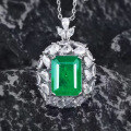 wholesale S925 Silver New Style Simulated Emerald 12*15mm Necklace, The Joy of a Wealthy Woman, Hot on Douyin-0-0