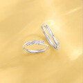 wholesale S925 Sterling Silver Shiny Diamond Heart Bow Couple Rings, Korean Style Ins Niche Design Matching Bands Gift for Girlfriend-0-3