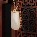 wholesale Gold-Plated 925 Silver with Certificate, Natural Hetian Jade, National Trend Ancient Style Square Jade Pendant Peace Plaque-0-1