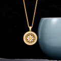S925 Silver Gilded 18K Gold Plated Rose Window Pendant Necklace-0-1