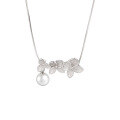 wholesale 925 Sterling Silver New Chinese Style Fairy Versatile Pearl Flower Pendant Delicate Choker Snake Chain Necklace-0-4