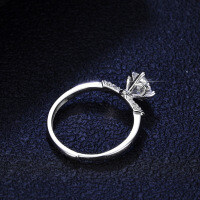 Sterling Silver Six-Prong Moissanite Ring with Bow for Women-1 carat (D color moissanite)  16 yards