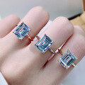 wholesale Metal material first, Zhuo Zhifan Jewelry's new 8*10 simulated emerald cut zircon ring with high carbon diamond princess square-0-3