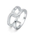 925 Silver Moissanite Letter H Cross Ring for Women-0-3