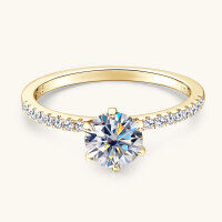 wholesale S925 Sterling Silver 1 Carat Moissanite Ring for Women, Internet Celebrity Fashion Ins Style, Small and Exquisite Accessory, Wholesale-Gold 6 US