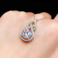 S925 Sterling Silver Moissanite 3ct Round Four-Prong Gourd Pendant Necklace-0-1