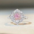 wholesale S925 Sterling Silver Full Diamond Lavishly Inlaid Pink Diamond Ice-Cut Ring for Women, Ins Style Minimalist Snowflake Ring-0-3