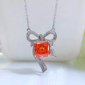 wholesale S925 Sterling Silver New Royal Luxury Style Bow Pendant 10*10 Inlaid Elegant Necklace-0-5