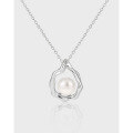 wholesale S925 Sterling Silver Geometric Waterdrop Design Minimalist Pearl Pendant Necklace for Women-0-0