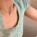 wholesale S925 Sterling Silver Super Fairy Dreamy Moonstone White Mother-of-Pearl Crescent Necklace Minimalist Niche Design Collarbone Chain-0-3