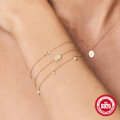 wholesale S925 Sterling Silver Single Diamond Inlaid Round Tag Octagram Red Rope Bracelet for Women-0-2