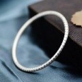 wholesale 990 Sterling Silver Closed Prajna Paramita Heart Sutra Bangle for Women, Solid Silver Retro Heritage Ancient Method Solid Scripture Bracelet for Men New Product-0-3