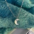 wholesale S925 Sterling Silver Ins Style Diamond-Inlaid Shell Moon Necklace Elegant Design Necklace Y01215-0-2