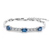 wholesale S925 sterling silver inlaid natural topaz bracelet for women, fashionable and elegant with a luxurious high-end feel-London Blue Topaz Bracelet>925 Silver