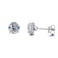wholesale S925 Sterling Silver Cross-border Simple and Small Four-Claw Micro-Inlaid Moissanite Earrings Super Sparkling Versatile Stud Earrings Wholesale for Women-0-6