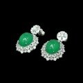 wholesale Gold-plated 925 Silver Earrings with High-Carbon Diamond, Muzo Green Natural Chalcedony Cabochon, New Chinese Style Party Event Women's Ear Drops-0-2